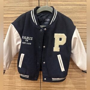 Zara Kids Navy and Cream bomber Jacket